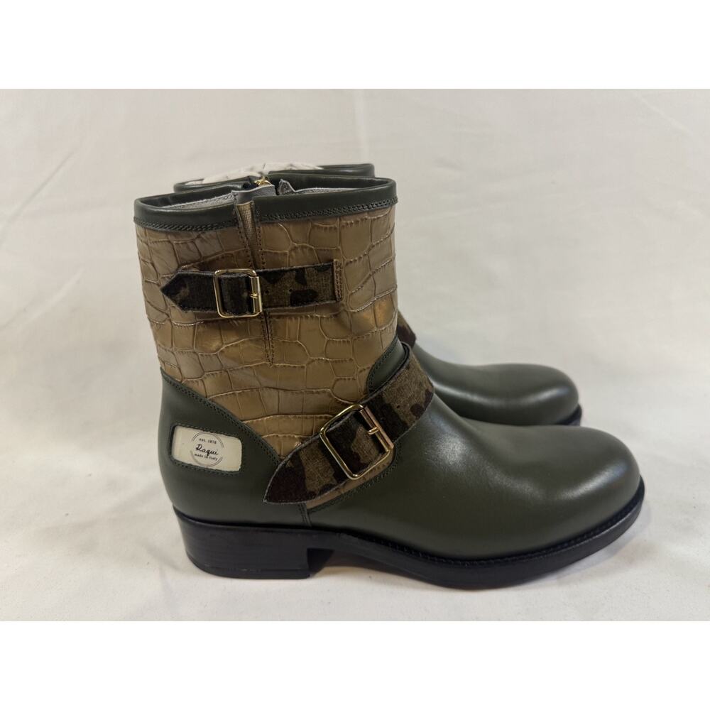 Italian Hand Crafted Raqui Boots Crocodile Embossed leather Limited Retails $229